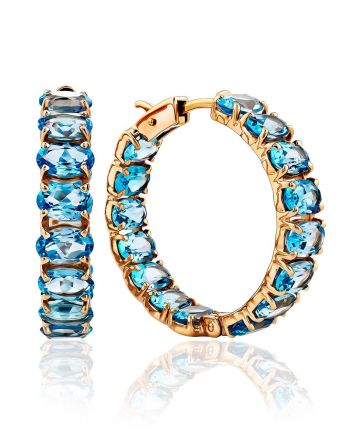 Fabulous Gold Swiss Topaz Hoop Earrings, image 