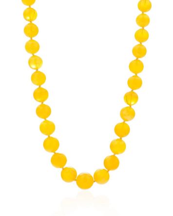 Fashionable Honey Amber Beaded Necklace, Length: 48, image 