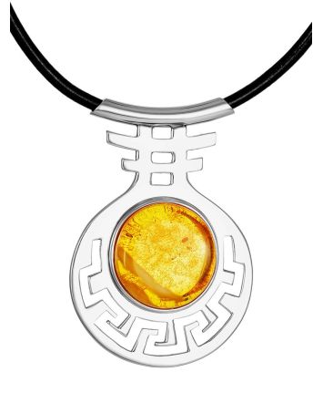 Bold Silver Amber Necklace The Ellas, image 