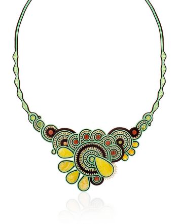 Handcrafted Braided Necklace With Natural Amber The India, image 