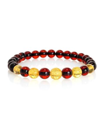 Multicolor Amber Ball Beaded Stretch Bracelet The Prague, image 