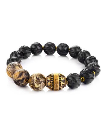 Black Amber Beaded Bracelet With Ebony Wood The Cuba, image 
