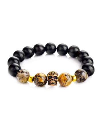 Black Amber Bracelet With Wooden Beads The Cuba, image 