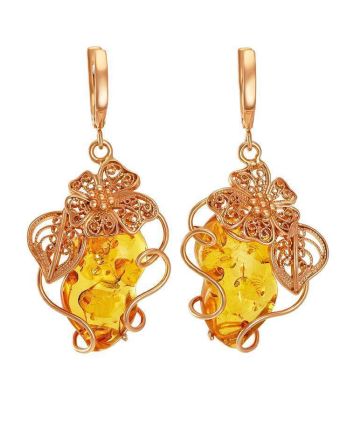 Amber Earrings In Gold-Plated Silver The Dew, image 