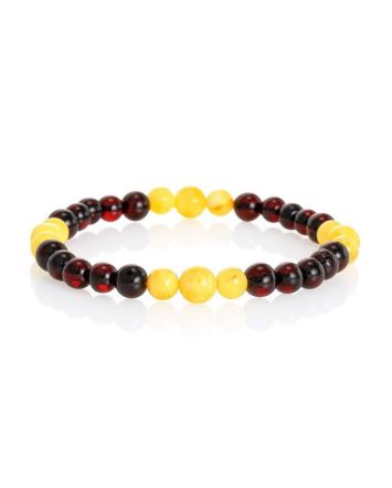 Two Toned Amber Ball Beaded Bracelet The Prague, image 