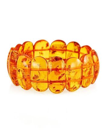 Cognac Amber Flat Beaded Bracelet, image 