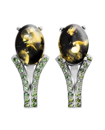 Amber Earrings In Sterling Silver With Crystals The Raphael, image 