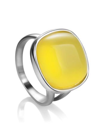 Honey Amber Ring In Sterling Silver The Copenhagen, Ring Size: 11 / 20.5, image 