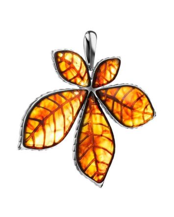 Wonderful Cognac Amber Pendant In Sterling Silver The Chestnut, image 