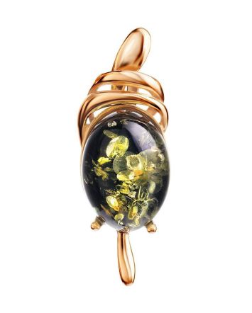 Green Amber Pendant In Gold-Plated Silver The Sigma, image 