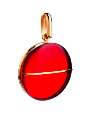 Round Amber Pendant In Gold The Sangria, image 