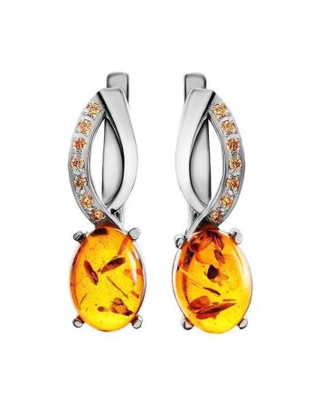 Amber Earrings In Sterling Silver With Champagne Crystals The Raphael, image 