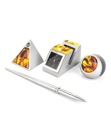 Mosaic Amber Office Desk Set With Metal, image 