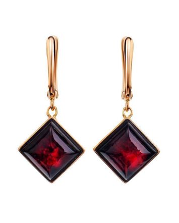 Cherry Amber Earrings In Gold The Ovation, image 