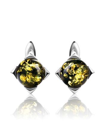 Adorable Green Amber Earrings In Sterling Silver The Rondo, image 