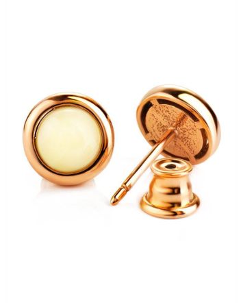Charming Gold-Plated Studs With Honey Amber The Berry, image 