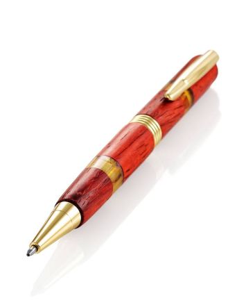 Handmade Padauk Wood Pen With Honey Amber The Indonesia, image 