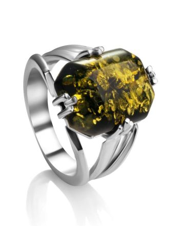 Faceted Amber Ring In sterling Silver The Jazz, Ring Size: 11.5 / 21, image 