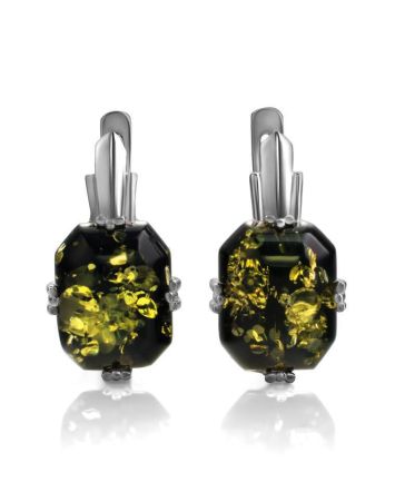 Green Amber Earrings In Sterling Silver The Jazz, image 