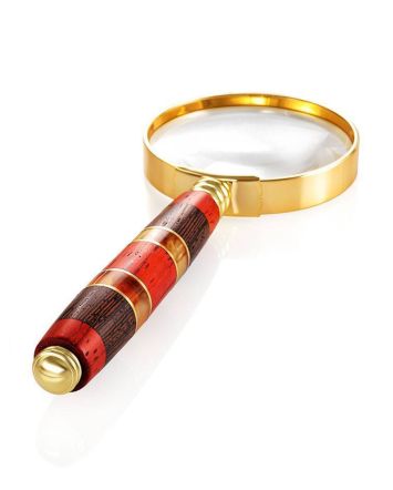 Handmade Amber Magnifying Glass With Wood The Indonesia, image 
