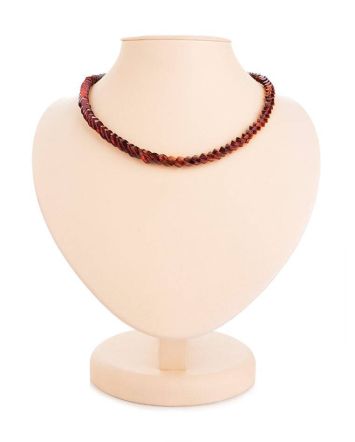 Bright Cognac Amber Beaded Necklace, image 