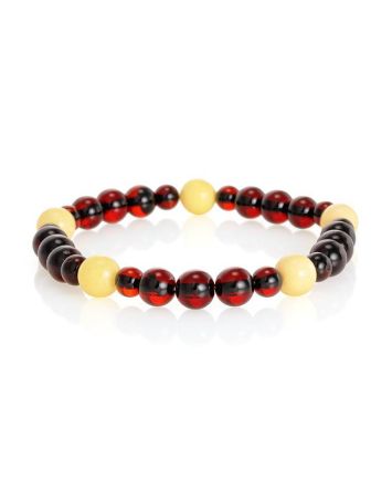 Two Toned Amber Ball Beaded Bracelet The Prague, image 