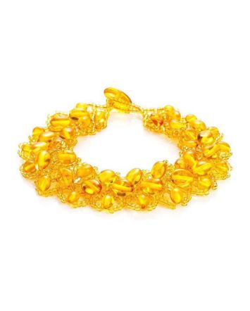 Lemon Amber Braided Bracelet With Glass Beads The Fable, image 