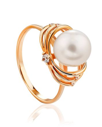 Chic Gold Pearl Ring, Ring Size: 7 / 17.5, image 