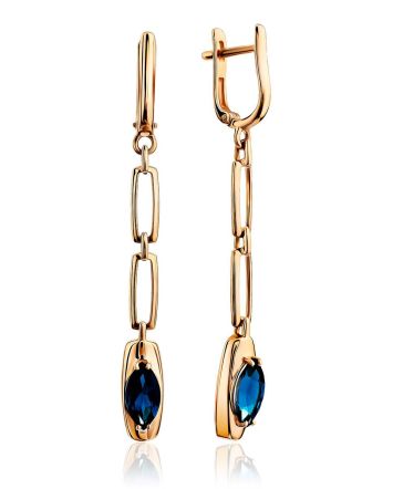 Ultra Stylish Gold Topaz Chain Earrings, image 