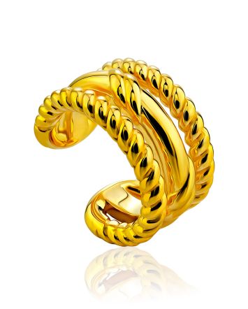 Boho Chic Style Chunky Gilded Silver Ear Cuff The Liquid, image 