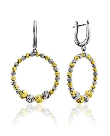 Bicolor Gilded Silver Dangle Hoop Earrings The Sparkling, image 