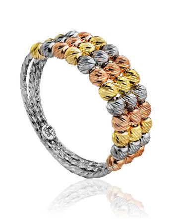 Multicolor Gilded Silver Beaded Ring The Sparkling, Ring Size: 6 / 16.5, image 