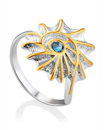 Shell Motif Silver Topaz Ring, Ring Size: 8.5 / 18.5, image 