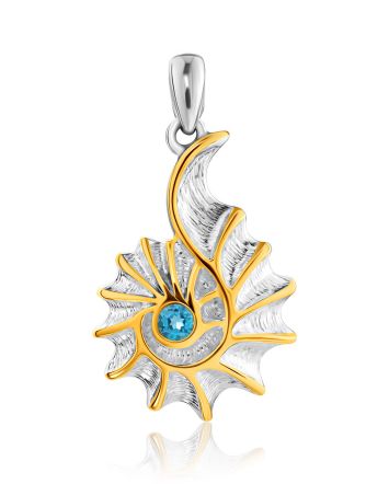 Shell Motif Silver Topaz Pendant, image 