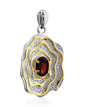 Flamboyant Design Silver Garnet Pendant, image 