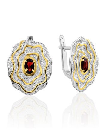 Flamboyant Silver Garnet Earrings, image 