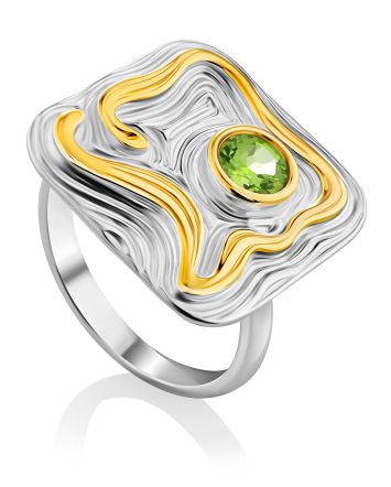 Fabulous Gilded Silver Chrysolite Ring, Ring Size: 9 / 19, image 