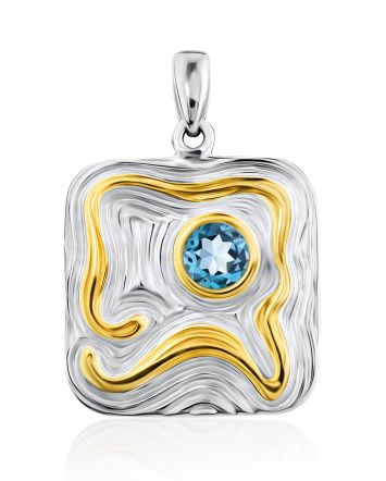 Abstract Design Silver Topaz Pendant, image 