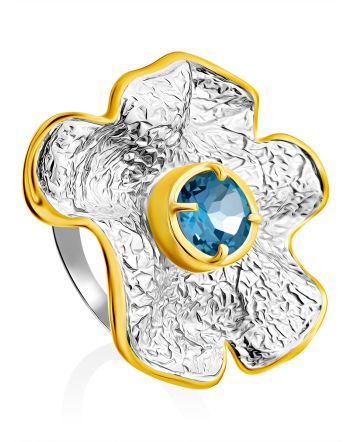 Floral Design Silver Topaz Ring, Ring Size: 6.5 / 17, image 