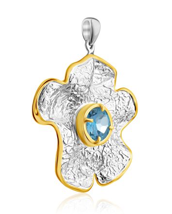 Floral Design Silver Topaz Pendant, image 