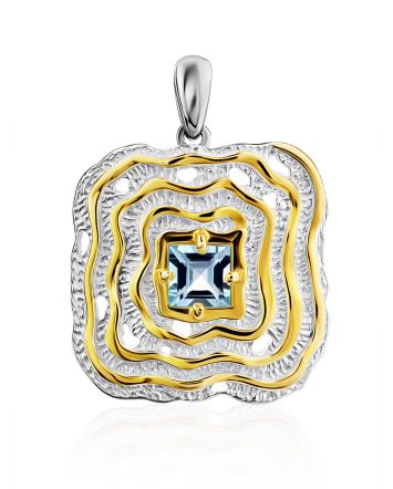 Voluptuous Gilded Silver Topaz Pendant, image 