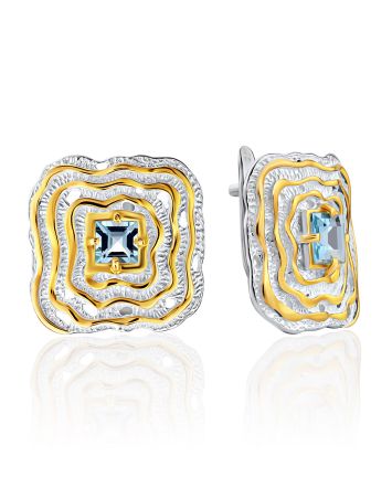 Voluptuous Gilded Silver Topaz Earrings, image 