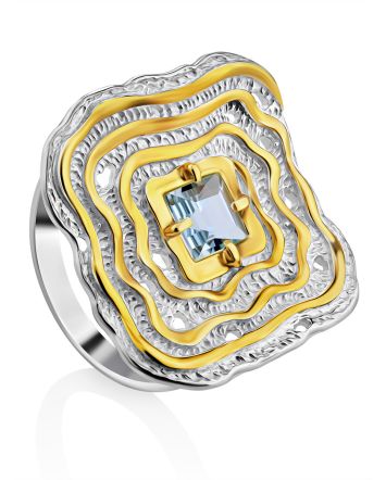 Fabulous Gilded Silver Topaz Ring, Ring Size: 8 / 18, image 