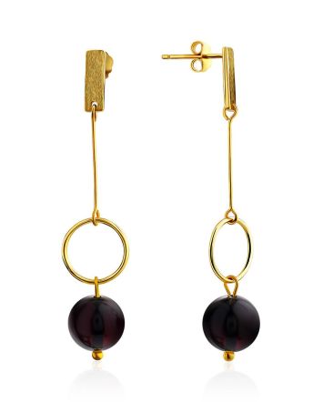 Stylish Gilded Silver Amber Dangle Earrings The Palazzo, image 