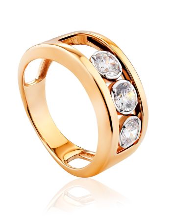 Trendy Gold Crystal Ring SWAROVSKI GEMS, Ring Size: 7 / 17.5, image 