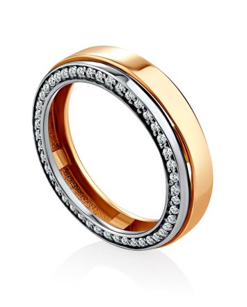 Statement Bicolor Gold Crystal Band Ring, Ring Size: 7 / 17.5, image 