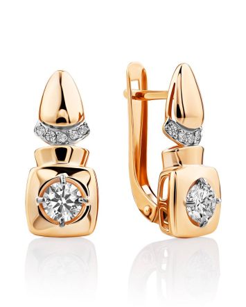 Gorgeous Gold Crystal Earrings, image 