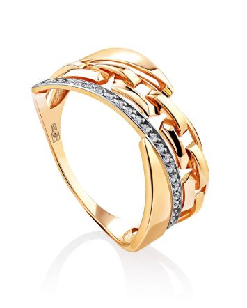 Elegant Chain Motif Gold Crystal Set, Ring Size: 9 / 19, image 