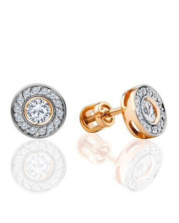 Gold Crystal Statement Stud Earrings, image 