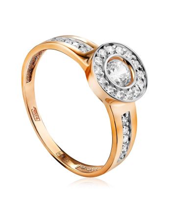 Gold Crystal Statement Ring, Ring Size: 8.5 / 18.5, image 